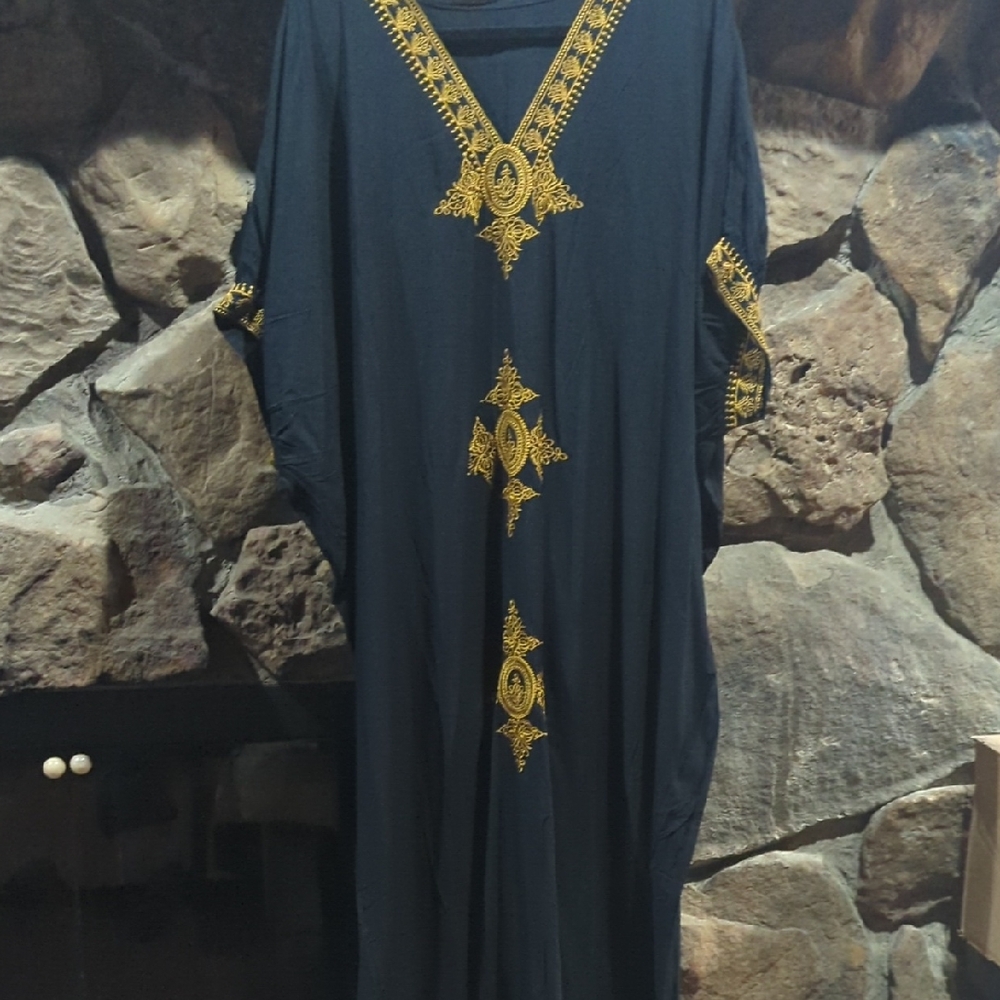 Black Kaftan with Gold Embroidery